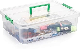 PALAK Plastic Storage Box - 1 Tier Transparent Rectangular Multi Utility Detachable,Portable&Stackable Space Saving Organiser With Lid For Medicine,Jewelry,Arts&Crafts,Buttons,Beads (1 Tier,Green)