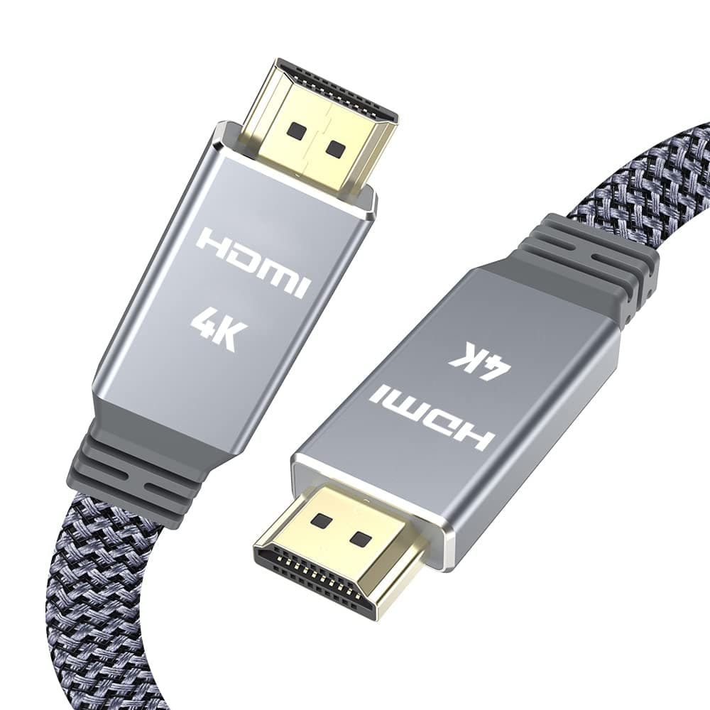 4K HDMI cable 0.5m, flat HDMI Cable Snowkids flat hdmi to hdmi cable 4K@60Hz,2160p,1080p,3D,ARC,Ethernet,Video return,HDCP 2.2,compatible with fire TV/PS4 quality nylon cord grey