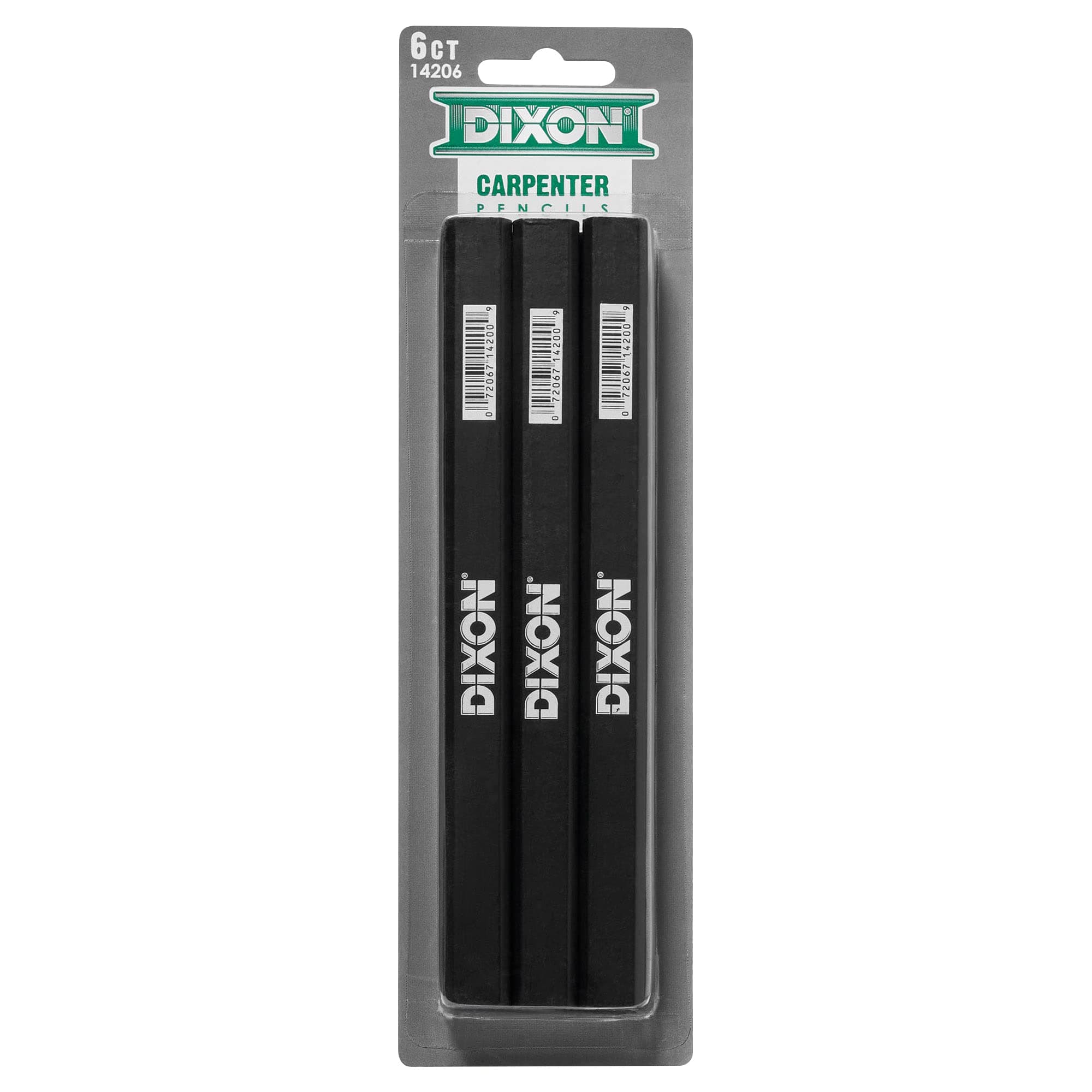 DIXON 14206 Medium, Black and Silver Carpenter Pencils (6 Pack)