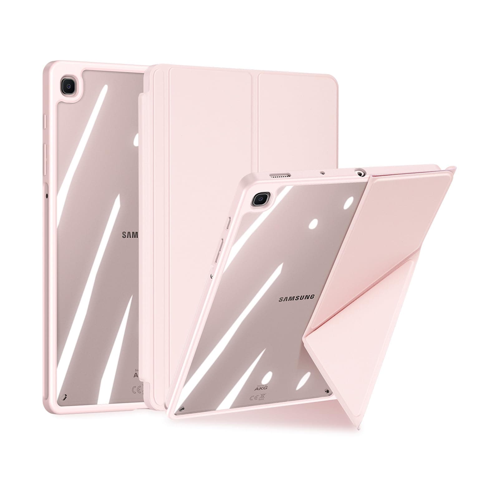 [Magi] Series Case Designed for Samsung Galaxy Tab S6 Lite (2020/2022/2024), Detachable Protective V-fold Cover With Clear Back & Auto Wake/Sleep, With Pencil Holder - Pink