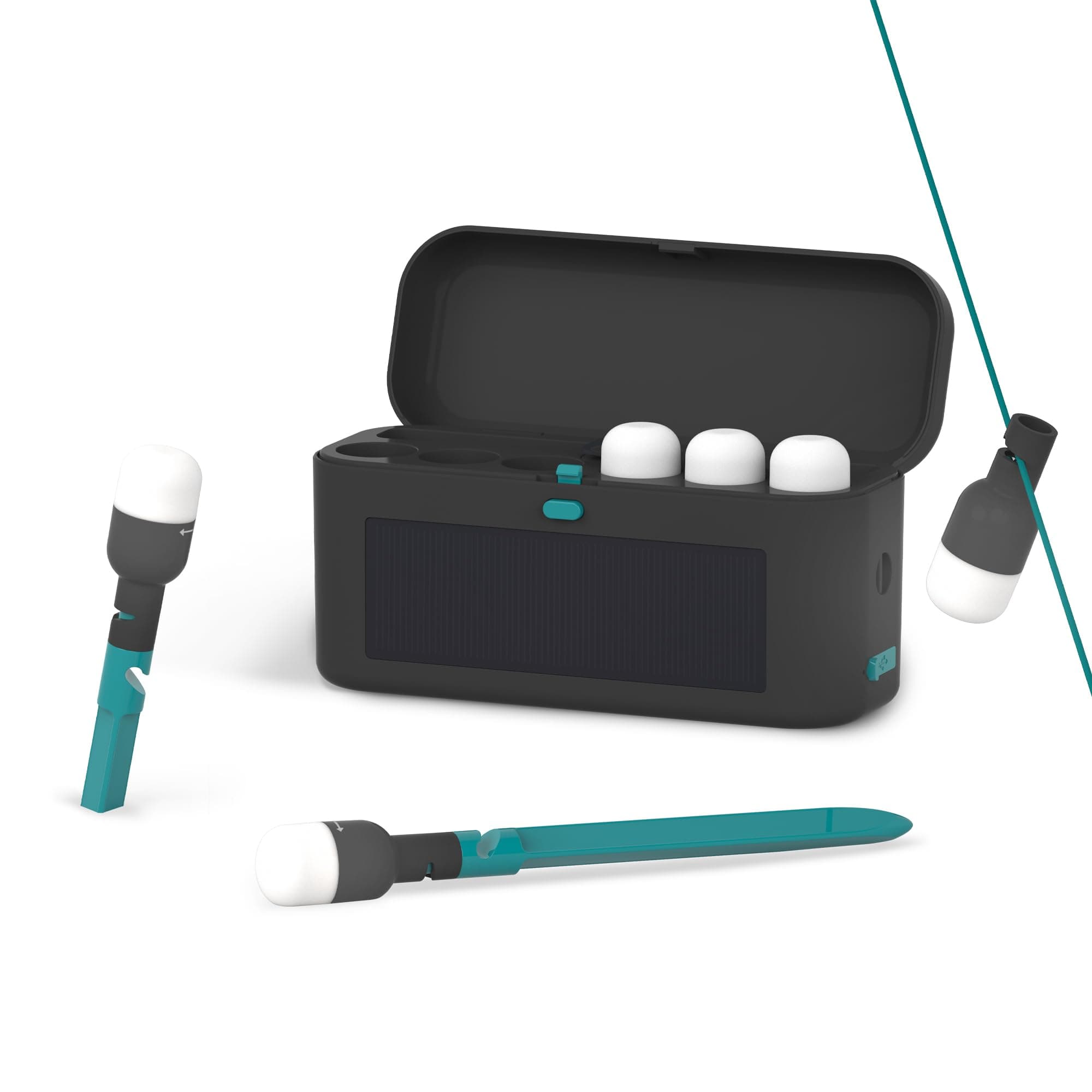 MPOWERD Luci Solar Site Lights: Stringless String Lights, Six Detachable Mini Camping Lights with Tent Stakes and Charging Case | Lights 1,000 sq ft | Rechargeable via Solar and USB | Lasts 20 Hours