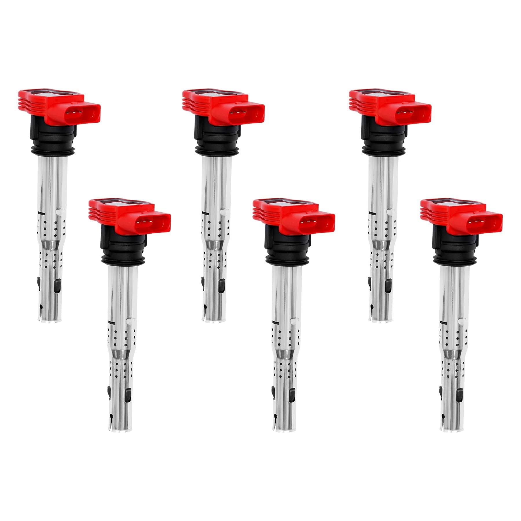 HQPASFY Ignition Coil Pack 6pcs Compatible with Audi A4 A5 A6 Q5 Q7 R8 S4 S5 Volkswagen Touareg 3.0L 3.2L 4.2L 5.2L & More Replaces# 06E905115E, UF529, 06E905115F