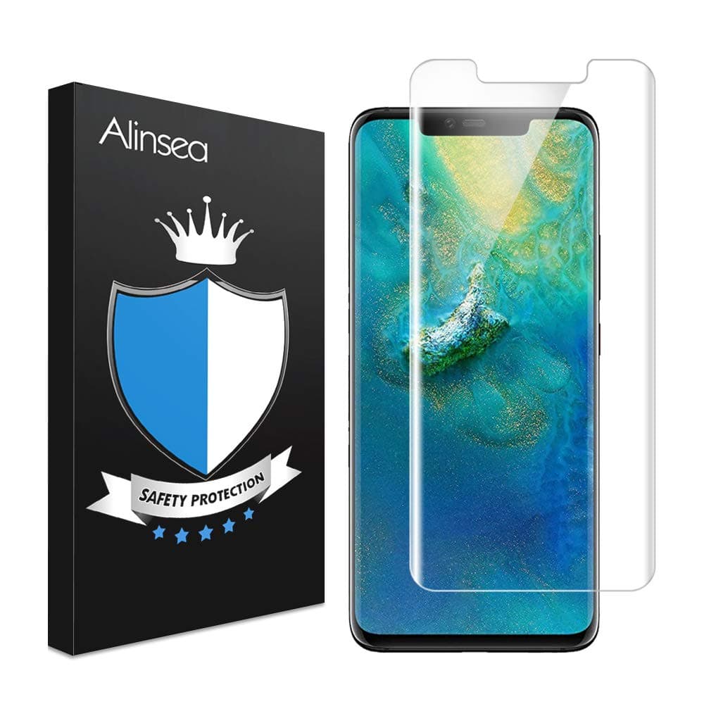 Alinsea for Mate 20 Pro Screen Protector Tempered Glass [3D Glass] [Full Adhesive] [Lifetime Replacement Warranty][Case friendly][Support Fingerprint Reader] [Fast Response] for Huawei Mate 20 Pro