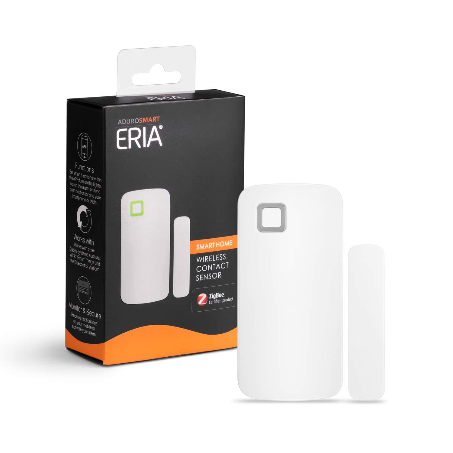 AduroSmart ERIA Smart Home Door Window Sensor, Wireless Contact Sensor, Zigbee Hub Required, Work with Alexa/Google Assistant/Shortcuts/Smart Things/Echo Plus