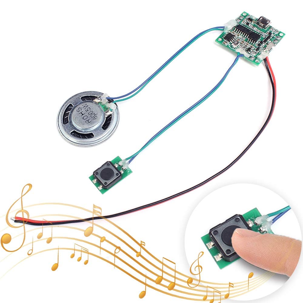 Icstation Recordable Sound Module Button Control Sound Chip 8M MP3 WAV Music Voice Player Programmable Board with Speaker DIY Birthday Music Box Greeting Card Gift