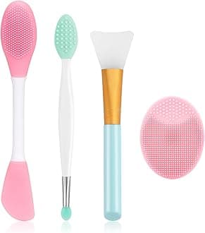 Silicone Face Scrubber, 1pcs Exfoliating Lip Brush, 1pcs Cleansing Brush,2pcs Face Mask Exfoliator Blackhead Skin Care Tool