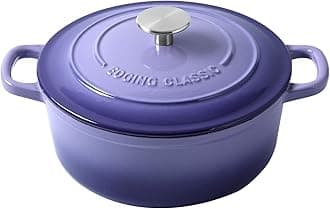Enameled Cast Iron Duch Oven, 5.5 Quart Round Dutch Ovens Pot with Lid, Dual Handle for Bread Baking, Purple