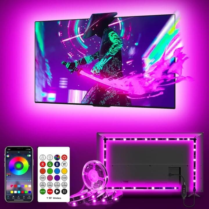 Gesto 5V USB Led Strip Light – Music Sync RGB Multicolor Background Lighting for TV PC Laptop Bias Lighting Gaming Room | TV Backlight Bluetooth App. and Remote Controlled (3 Meter for 40-49" TV's)
