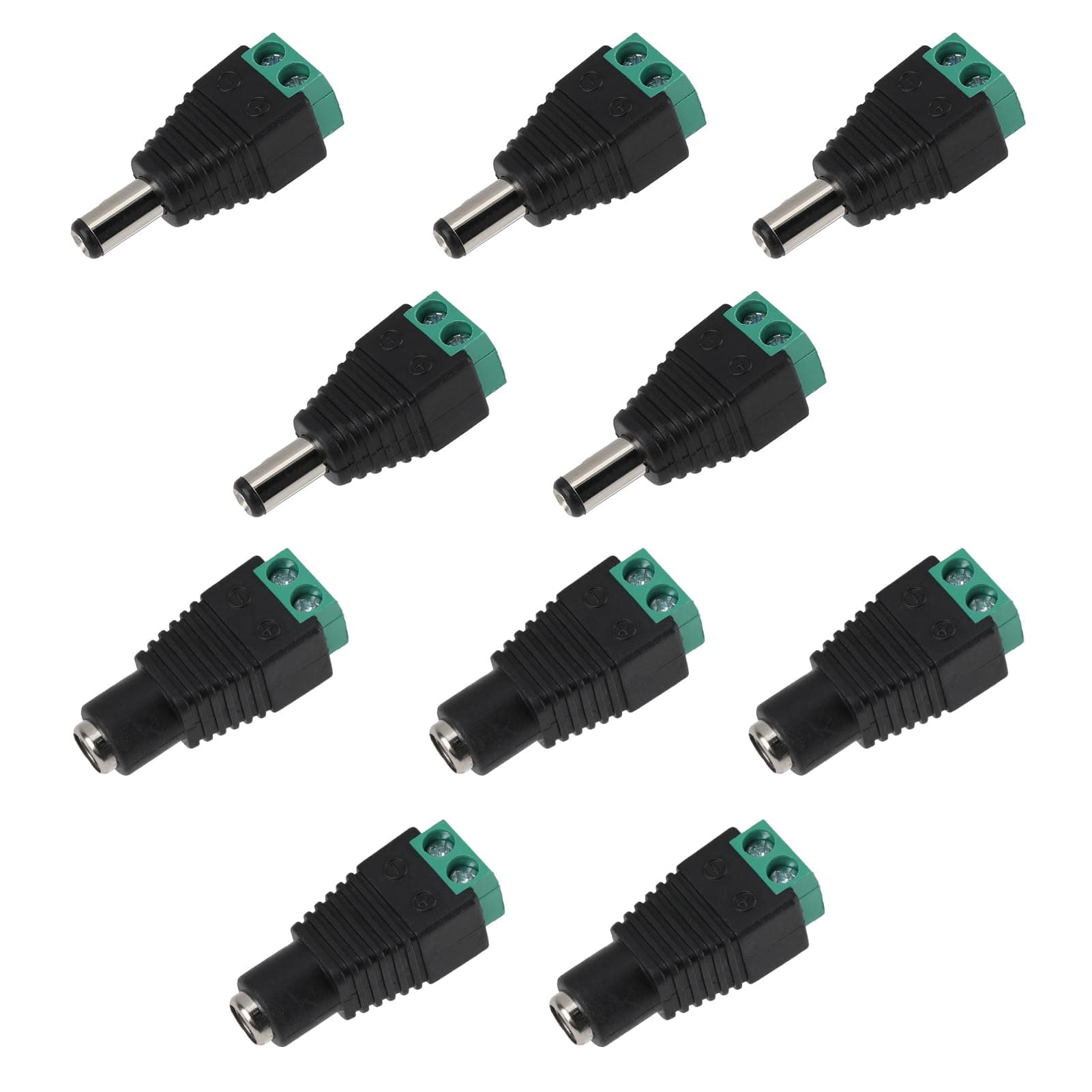 10 Pack 5.5 mm X 2.1mm Connector 12V DC Power Male Female Barrel Jack Waterproof Connector Screw Terminal Adapter Socket Plug Barrel Power for CCTV Security Camera Led Light Strips