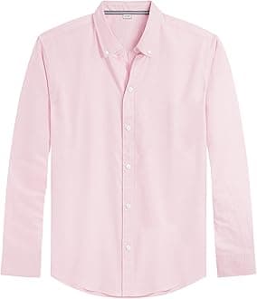 J.VER Boy's Long Sleeve Oxford Dress Shirts Solid Casual Button Down Collar Shirt Kids Formal Light Pink 8 Years-9 Years