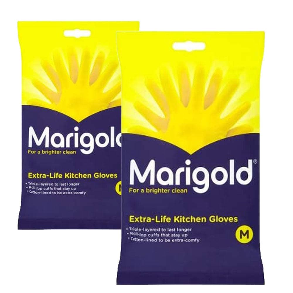 Marigolds 2 x Extra Life Kitchen Gloves Medium 2 Pairs