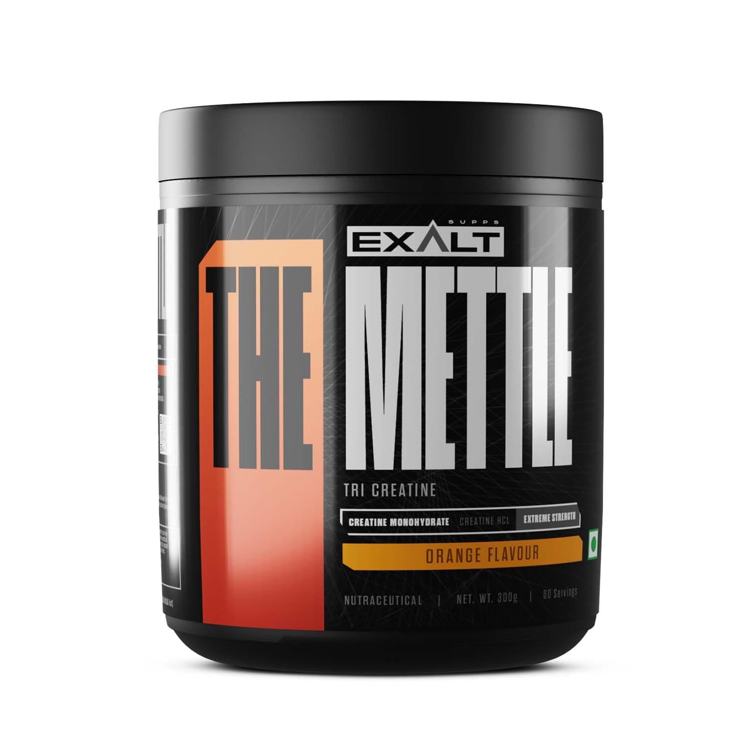 - The Mettle TRI Creatine | 300g | 100 Servings | Creatine Monohydrate | Creatine HCL | Faster Recovery | Extreme Strength (Orange)