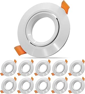 Recessed Lisa White Recessed Spotlight Frame GU10 GU5.3 MR16 Light Fitting with Light Socket Cut Out 70mm (White-10pack)