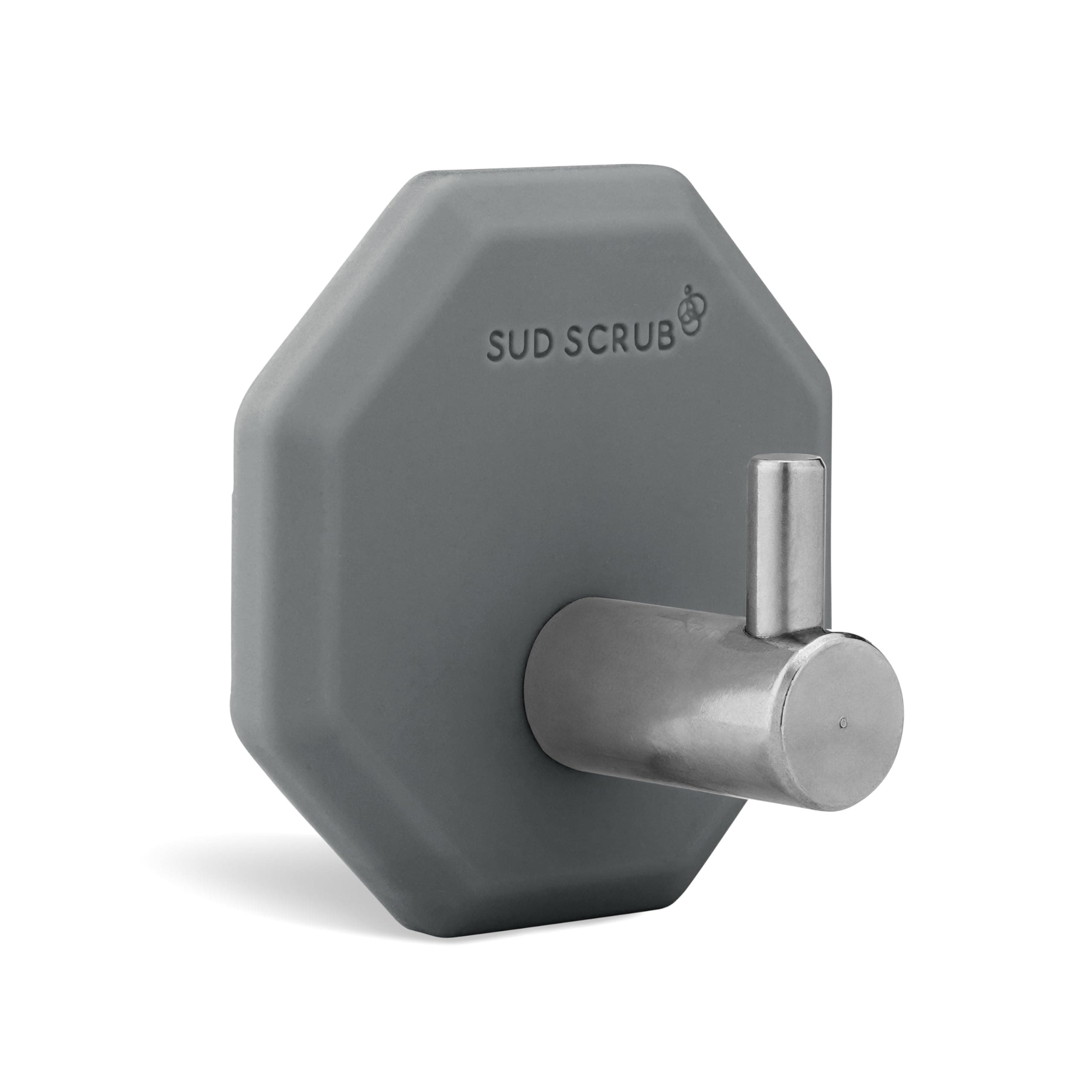 Sud Scrub Antimicrobial Shower Hook, Self Adhesive Hooks for Shower Wall, Heavy Duty Removable Wall Hooks, Stick On Hooks for Hanging, Bathroom Towel Hook (Charcoal)