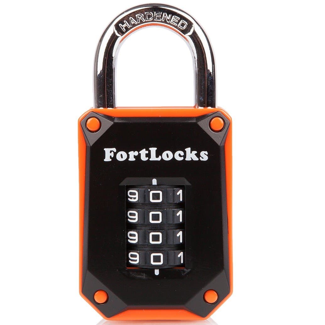 Locker Padlock with Code | Combination Lock for Indoor and Outdoor Use | 7mm Strong Shackle, Heavy-Duty, Cut-Proof | 1-Pack, Orange