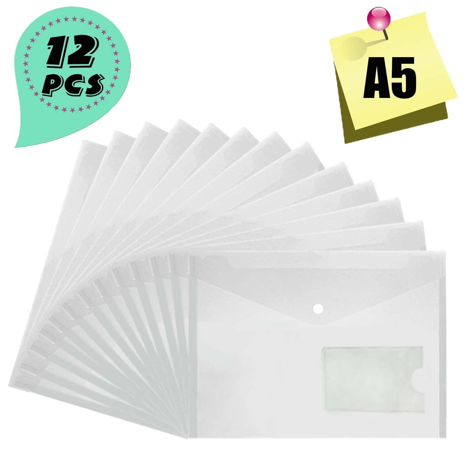 Plastic Wallets - a5 Plastic Wallets Folder Clear Plastic Files Pockets Folders File Document Popper Wallets Folders Waterproof for Office School Home (12 pcs)