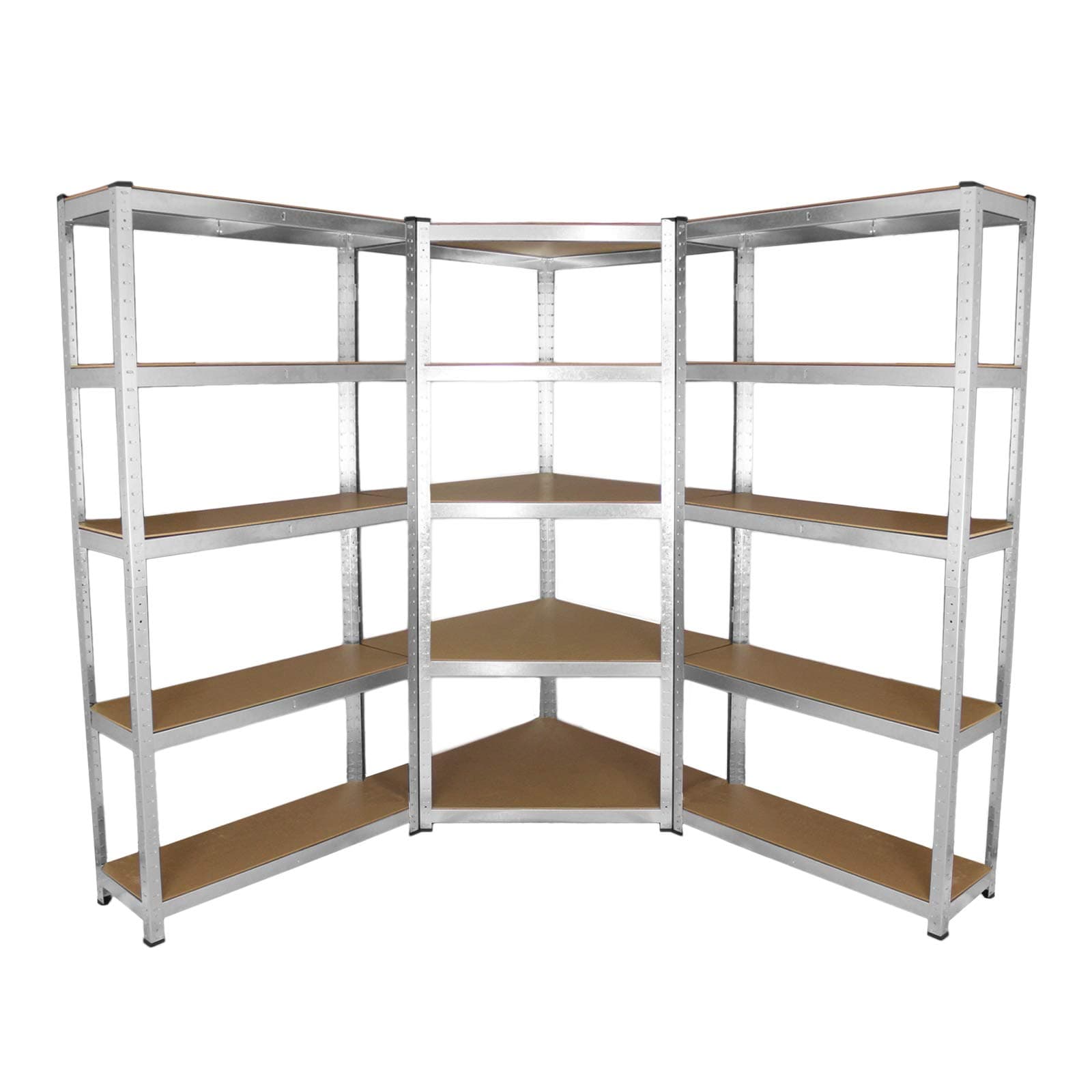 2 x 90cm Heavy Duty Racking & 1 x Corner Unit/Garage Galvanised Steel Storage Shelving Warehouse Shed Heavy Duty Racks