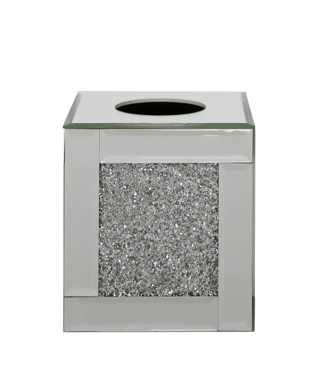 Home Inspirations Crushed Crystal and Mirror Cube Tissue Box