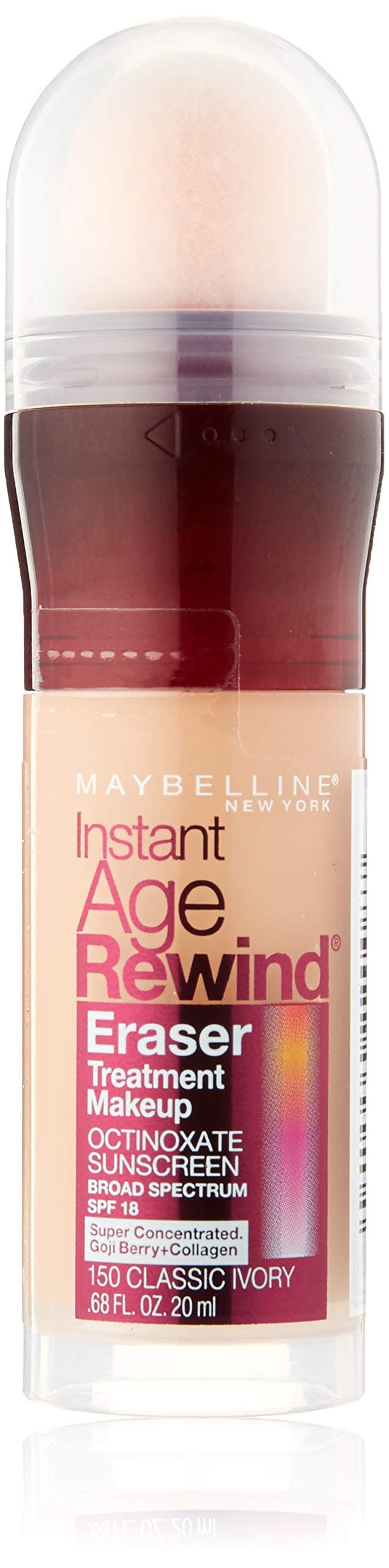Maybeline New York Full Coverage Liquid Natural Finish Instant Age Rewind Eraser Foundation - Classic Ivory,All Skin Type 2 Count