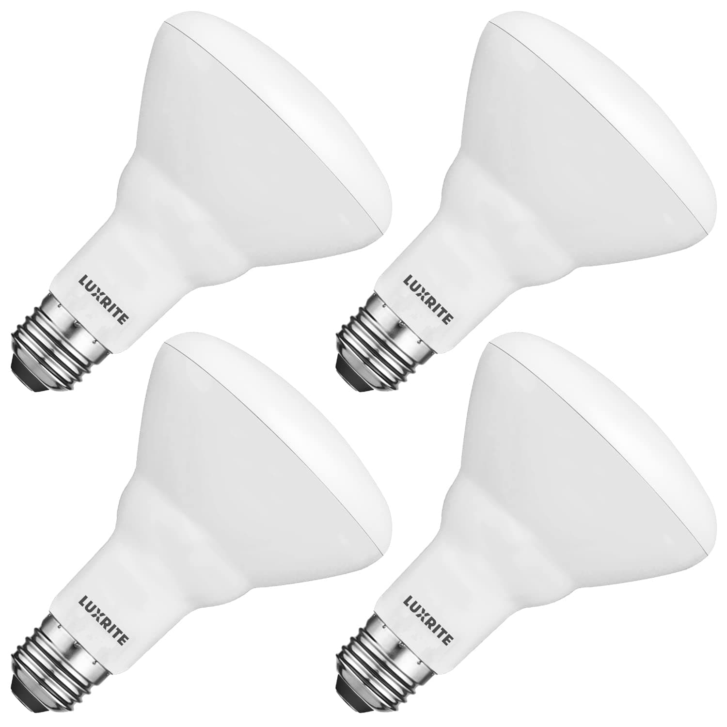 Luxrite BR30 LED Light Bulb, 9W (65W Equivalent), 5000K Bright White, 650 Lumens, Dimmable, Damp Rated, LED Flood Light Bulb, UL Listed, E26 Medium Base, 4-Pack