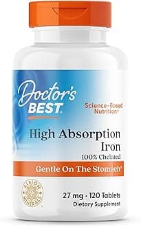 High Absorption Iron Tablet with Ferrochel, Gentle on The Stomach, Immune Health, Blood Health, 27 mg
