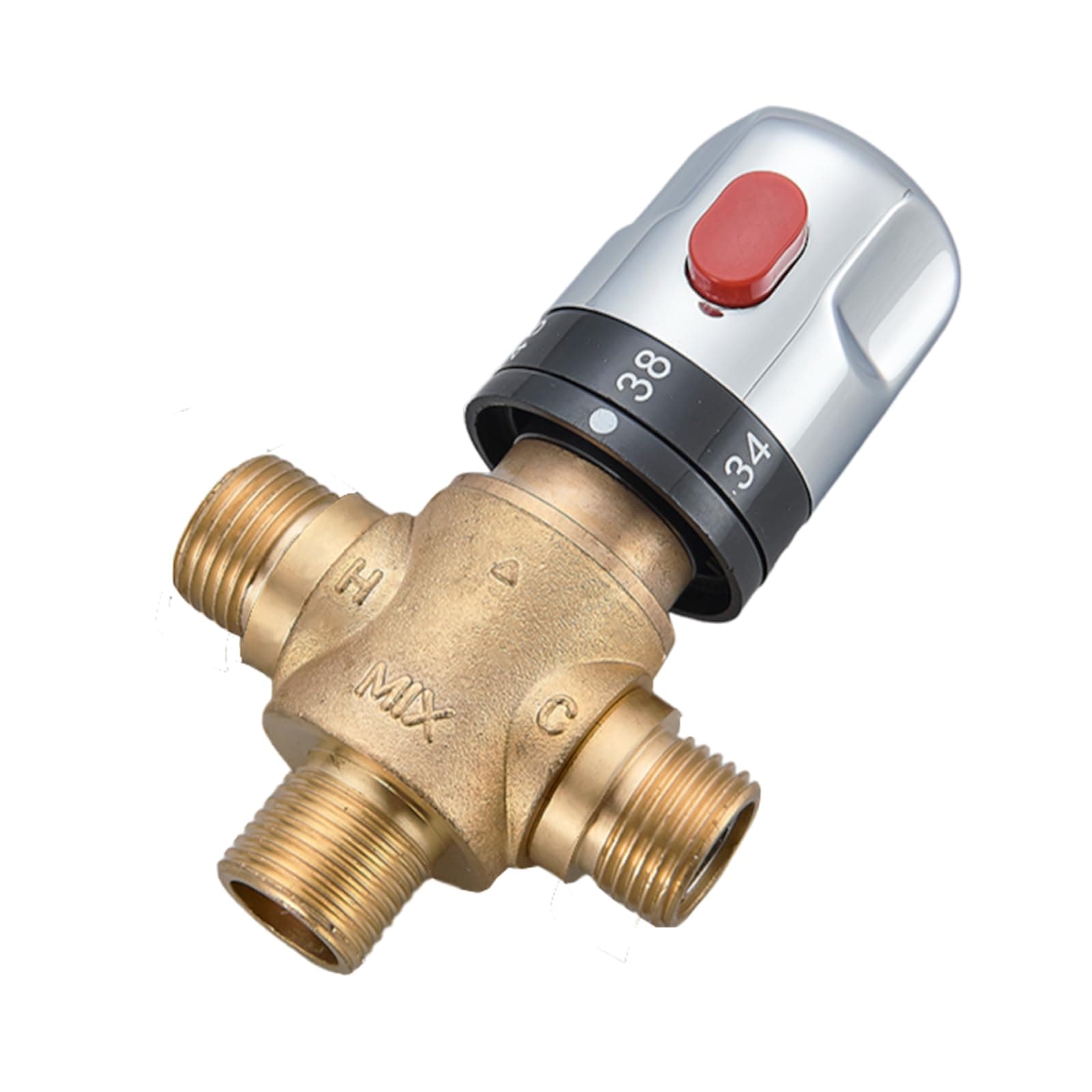 Thermostatic Mixing Valve for Shower System Water Temperature Control Pipe Basin Thermostat Control, Solid Brass 3-Way Hot Cold Water Regulator 1/2" BSP (21mm) Connection