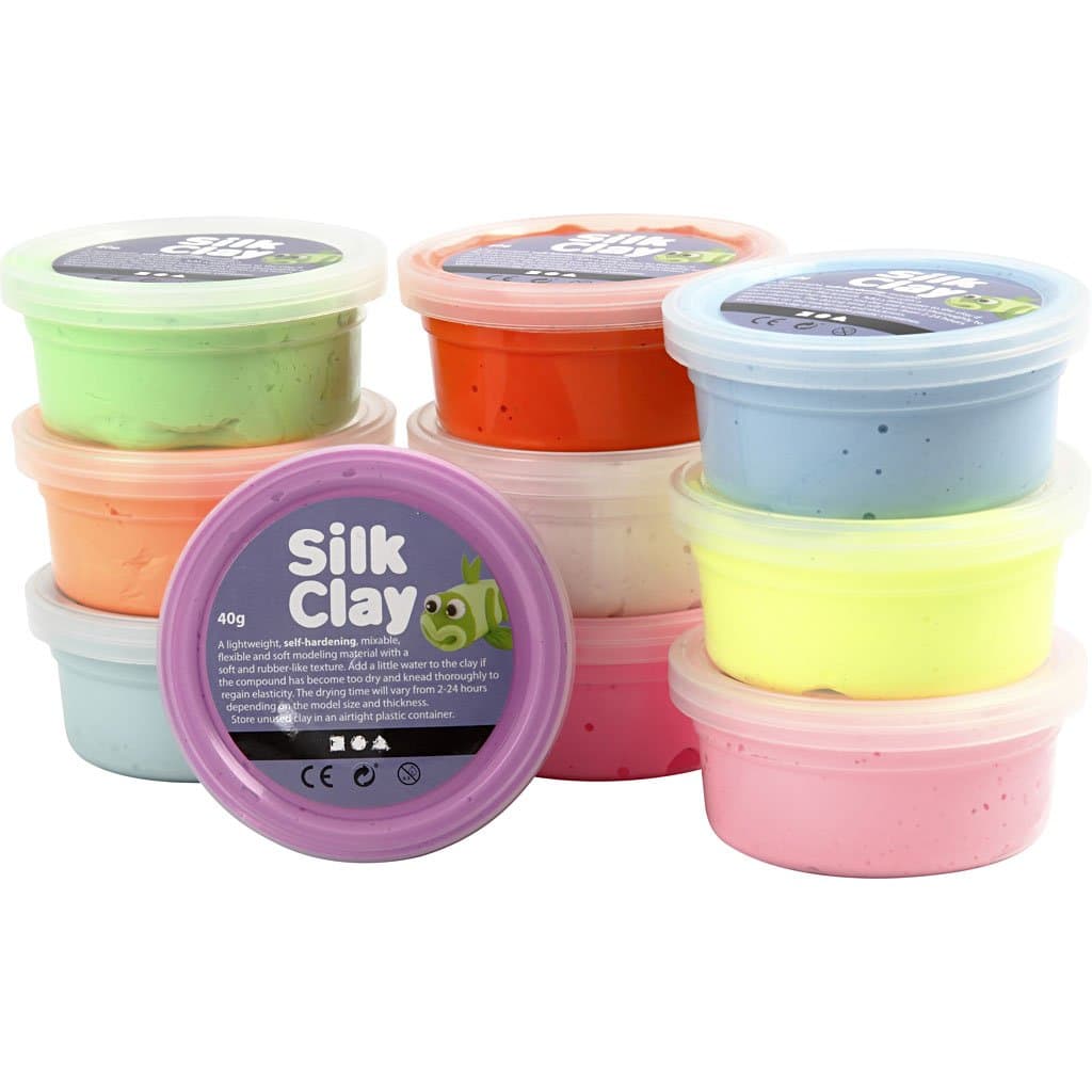 Silk Clay Basic ll , Assorted Colours , 10 x 40 g