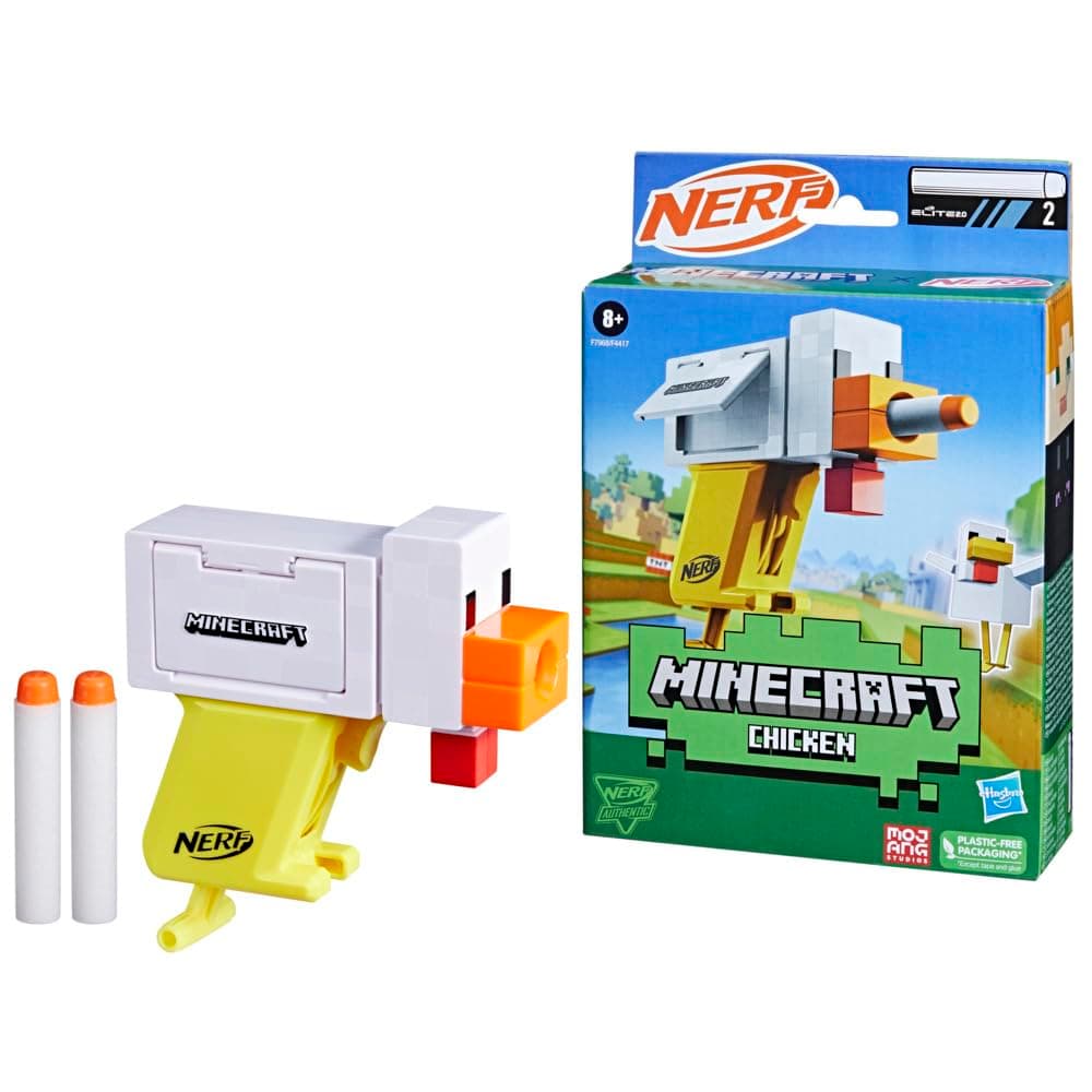 Microshots Minecraft Chicken Blaster, Includes 2 Nerf Elite Foam Darts
