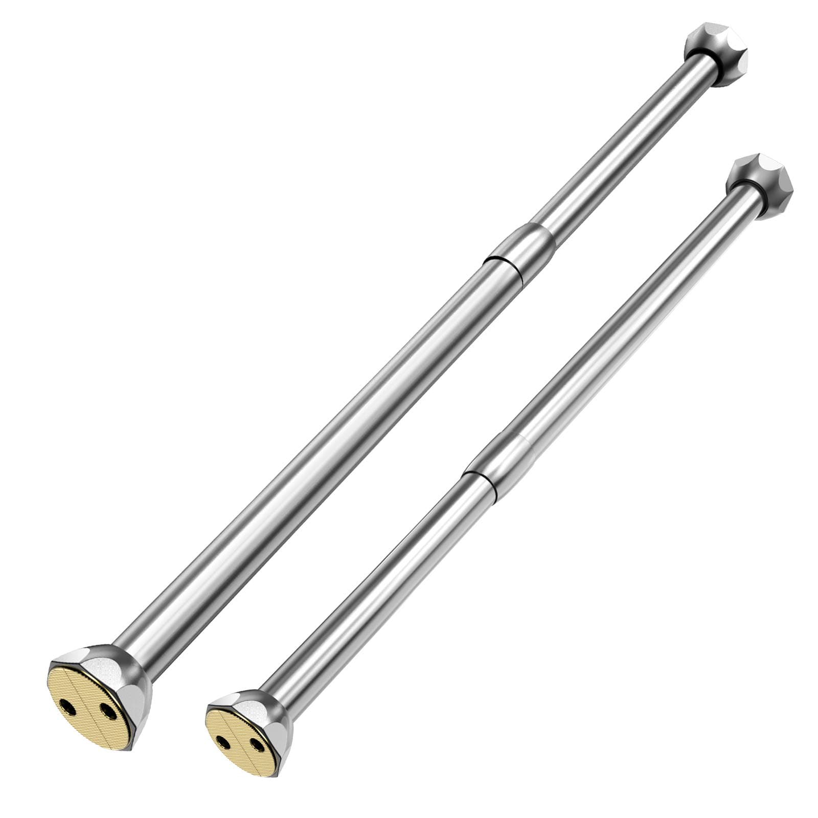Rust Proof Closet Rod, Adjustable Curtain Rod 17-27 Inch & 24-39 Inch, 2 Pack Heavy Duty Round Clothes rod, Detachable Closet Hanging Rod