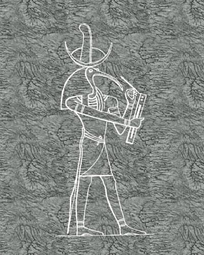 Silver Thoth Bullet Journal: Ancient Egypt Moon God Design,160 Dot Grid Pages, 8 x 10 Blank Bullet Journal Notebook with 1/4 inch Dotted Paper, Perfect Bound Softcover