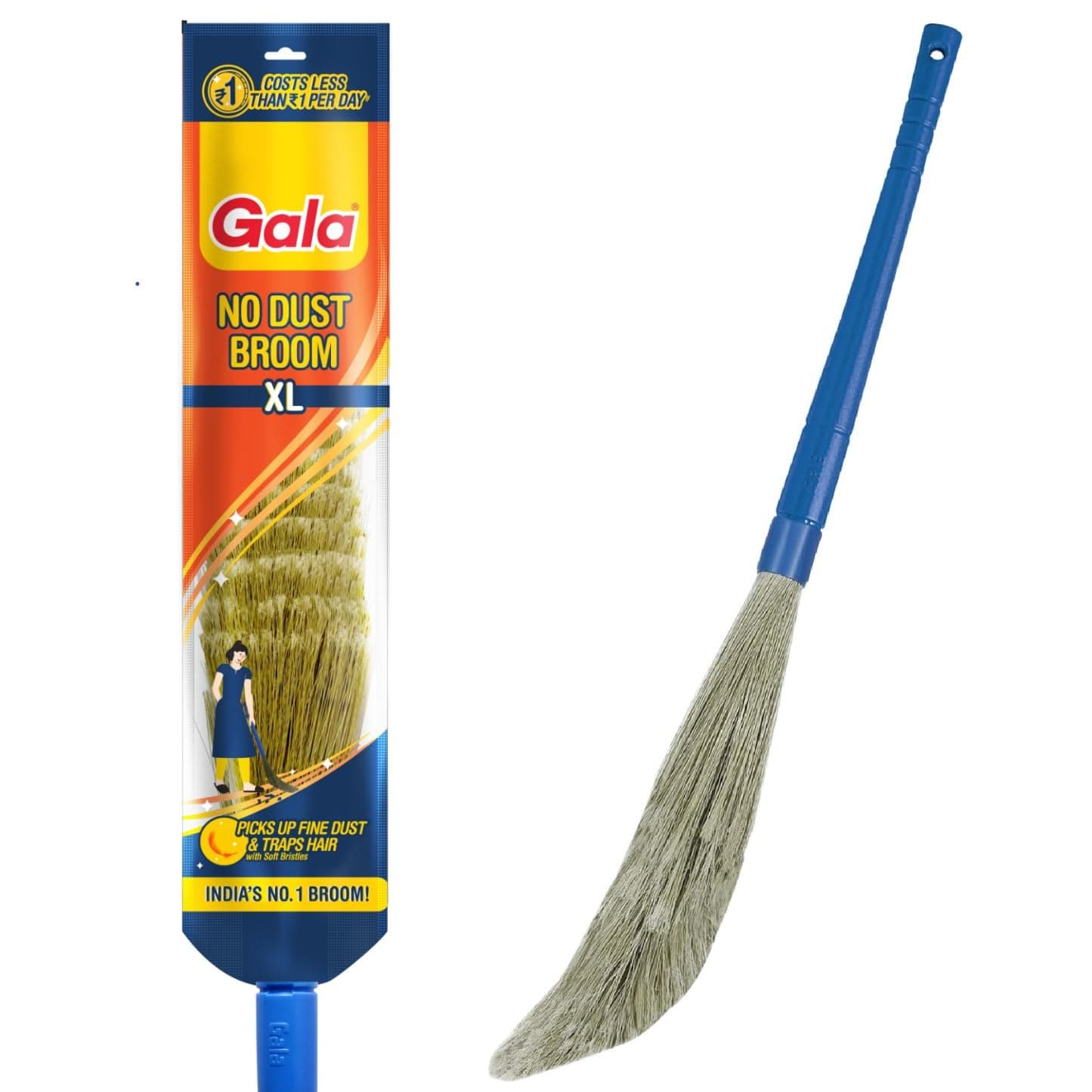 Gala No Dust Broom Extra Long (For Floor Cleaning Multipurpose, Fiber) (149629)