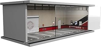1/64 Diorama Display Case with LED Lights - Compatible with Hot Wheels Matchbox Mini GT Diecast Cars, for Model Car Display and Storage, Stackable Garage(Red Line)