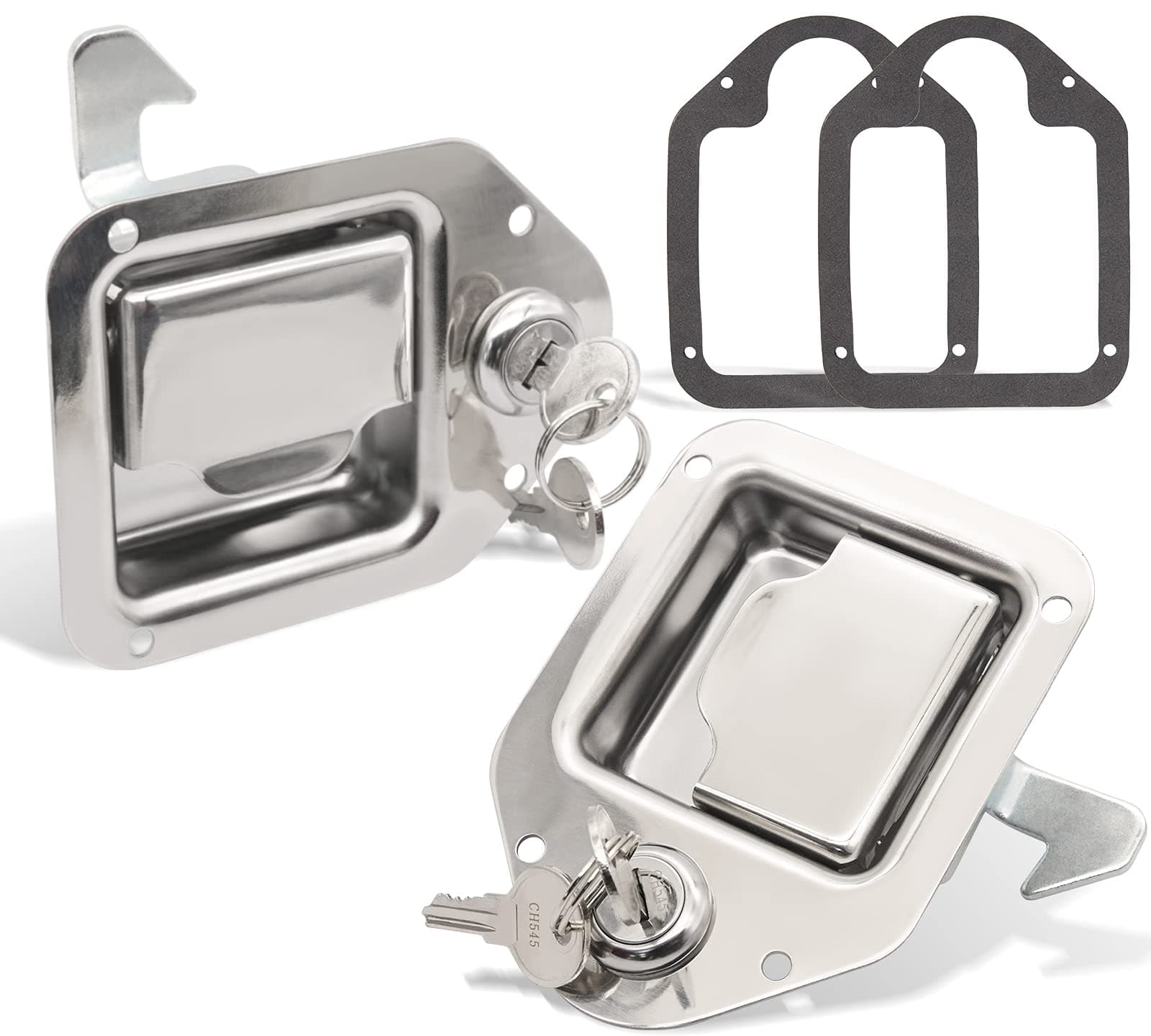 Tool Box Replacement Latch,2 Stainless Steel Truck Tool Box Latch Paddle Lock Replacement Handle 4-3/8inch x 3-1/4inch Paddle Key