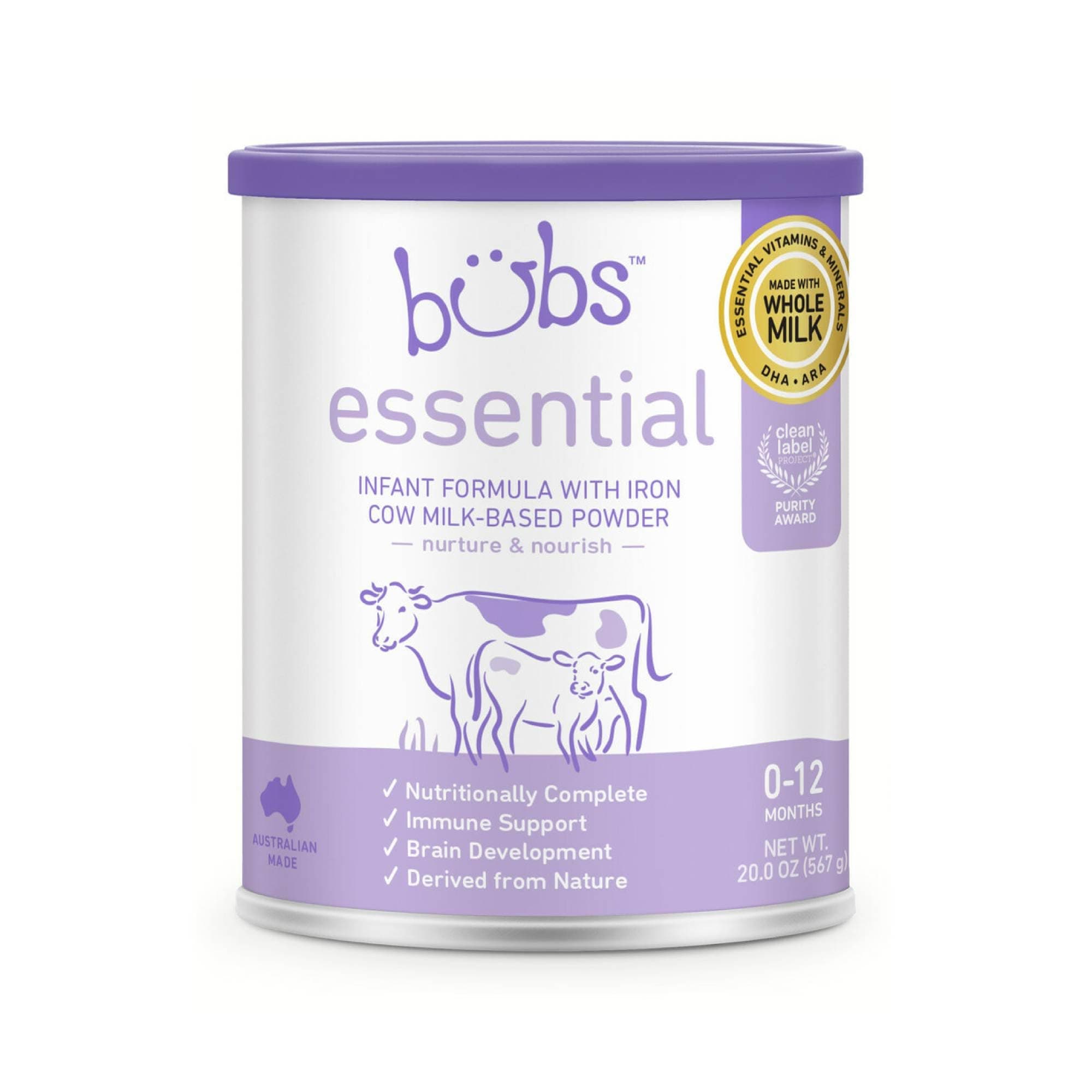 - Essential Infant Formula, with Iron, Cow Milk-Based Powder, for Infants 0-12 Months, Made with Non-GMO Milk, 20 oz