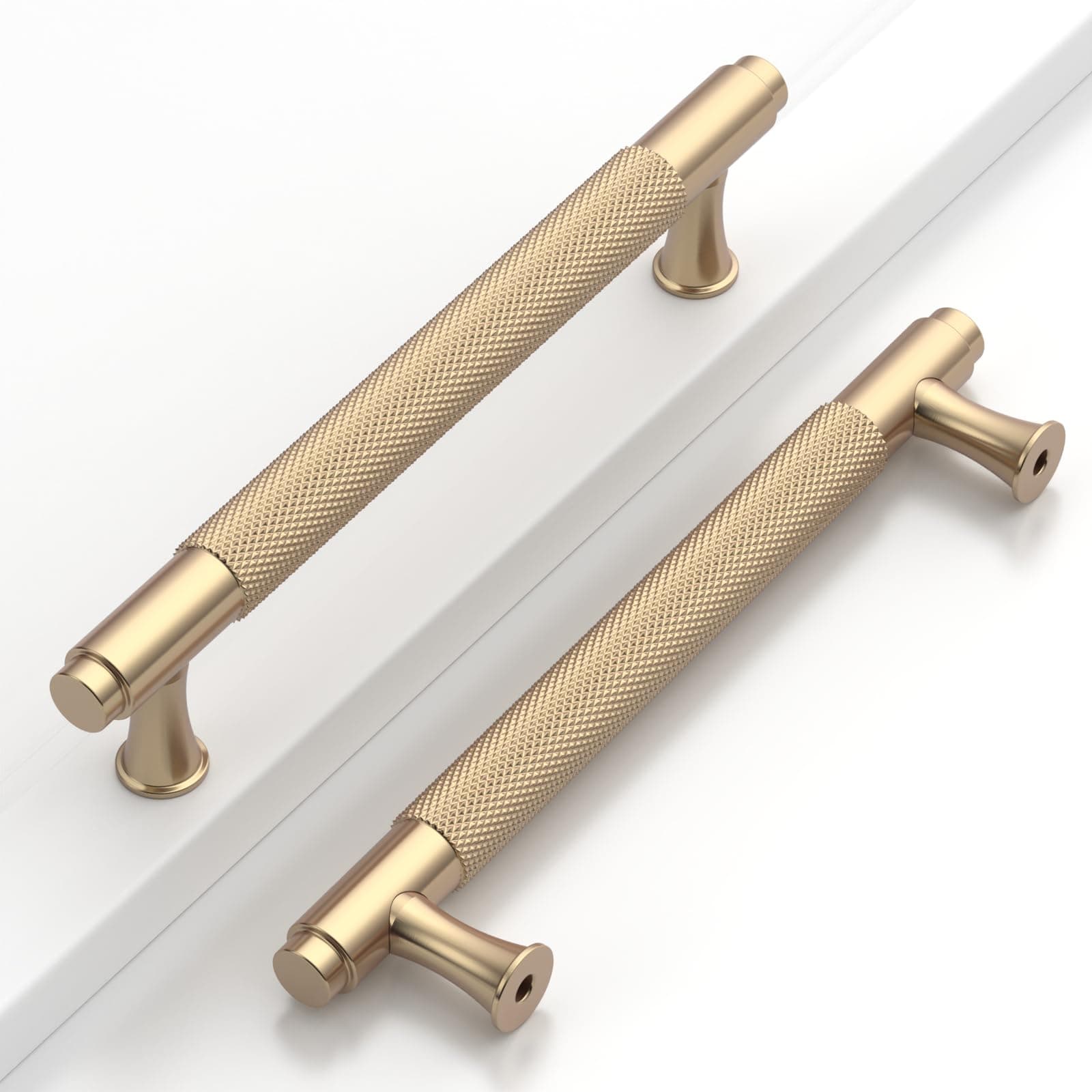 10 Pack 5"(128mm) Gold Cabinet Pulls Knurled Kitchen Cabinet Handles Drawer Pulls Cupboard Hardware for Cabinets