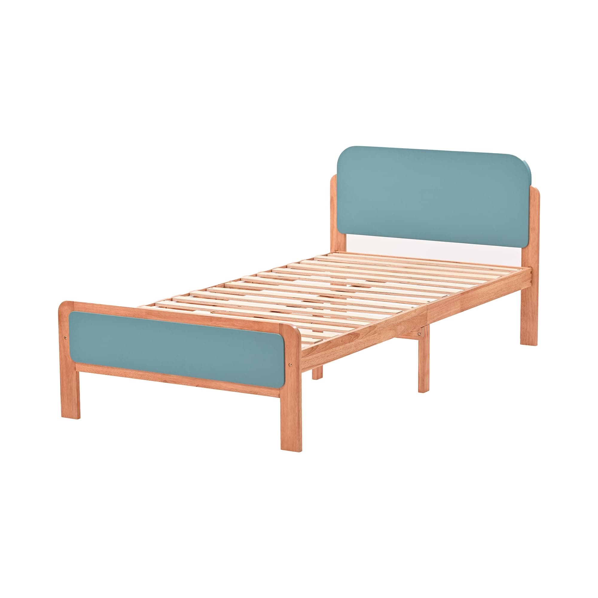 Hanway Twin Size Rustic Style Platform Bed w/Headboard & Footboard Solid Wood Panel Bed Mattress Foundation for Kids