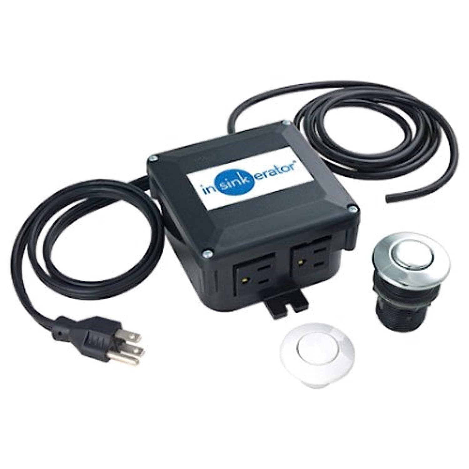 INSINKERATOR Garbage Disposal Air Switch Kit, Dual Outlet Sink Top Switch Button for All INSINKERATOR Food Waste Disposer Models, Chrome/White STS-OO