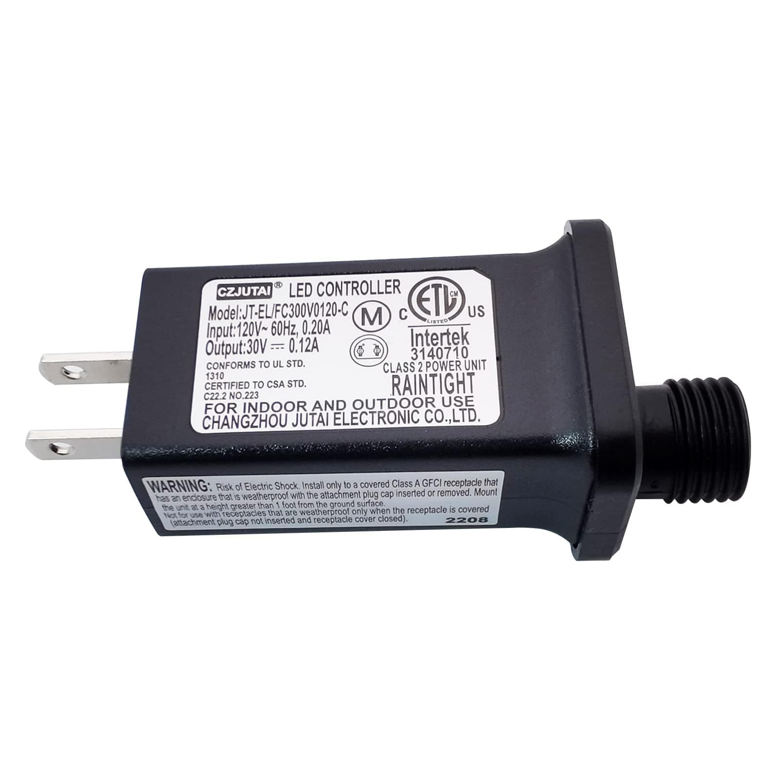- 30V 0.12A LED Controller with 8 Modes, JT-EL/FC300V0120-C Class 2 Power Supply Multifunctional Transformer, Low Voltage Transformer US Plug for LED Light (30v 0.12a)