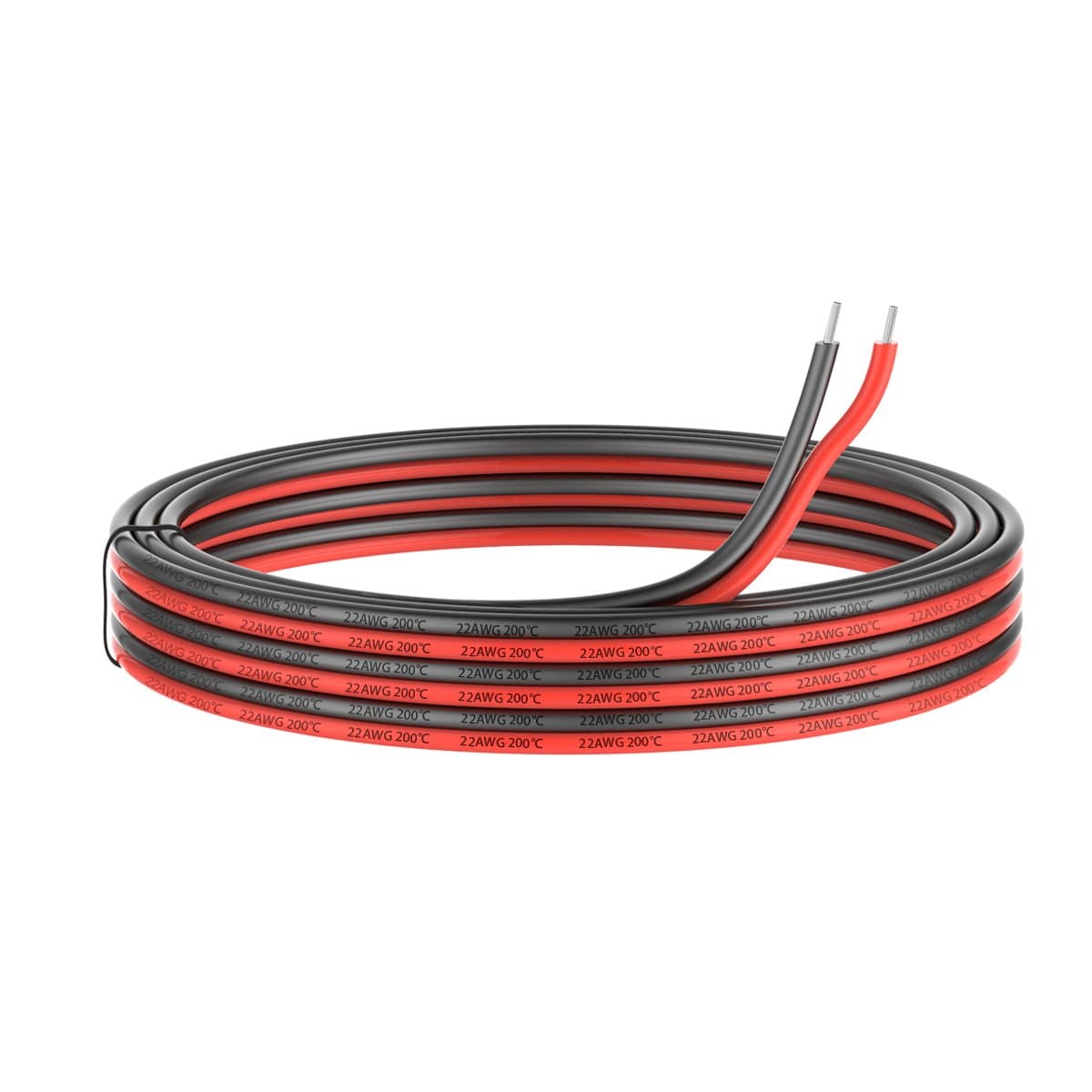 22 Gauge Electrical Wire 2 Conductor Parallel Silicone Wire 50ft [Black 25ft Red 25ft] 22 awg 200 Deg C 600V Flexible Extension Cable Cord Stranded Tinned Copper Wire Hookup Lead Wire