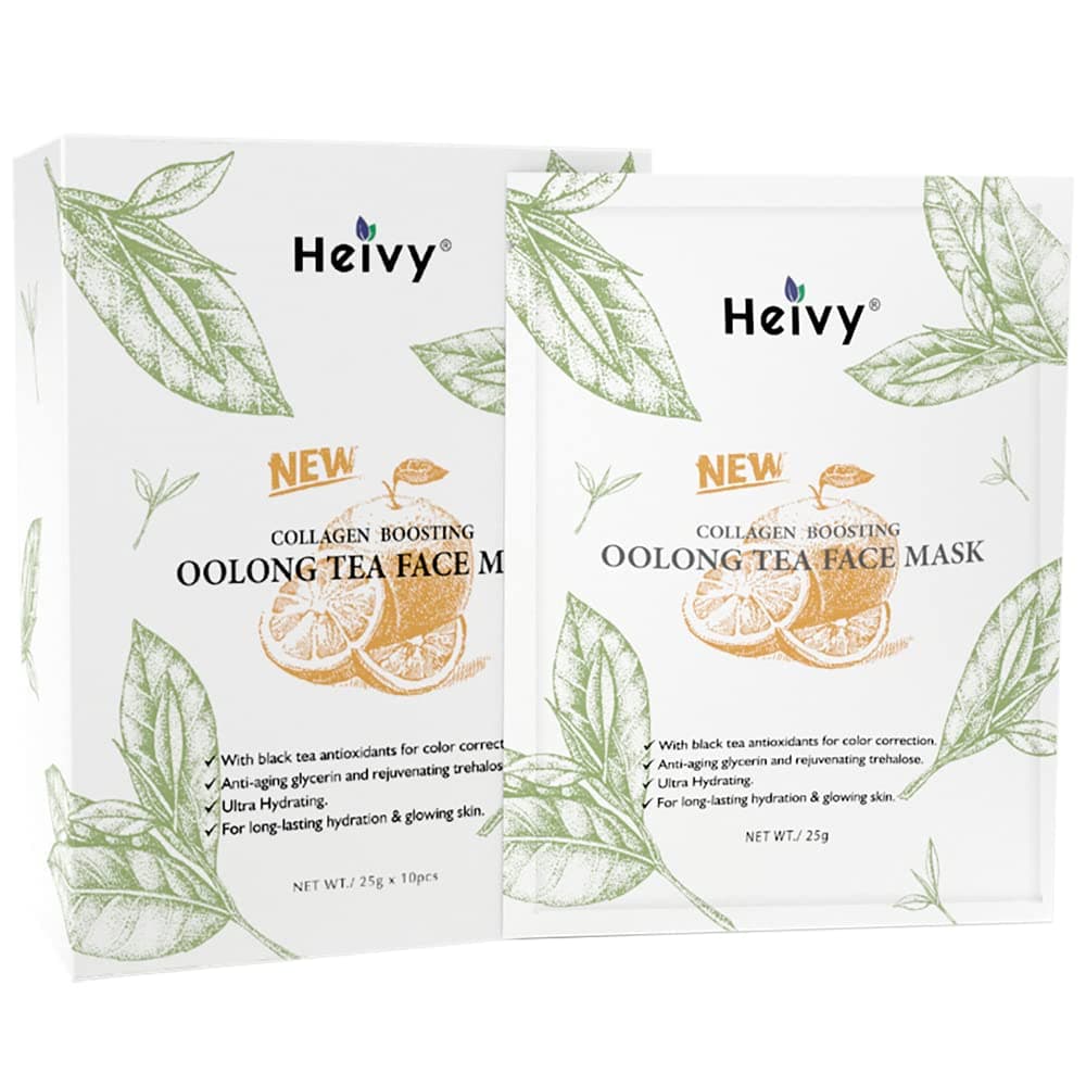Collagen Boosting Oolong Tea Mask 1 Sheets, Long-lasting Hydration Facial Mask, Collagen Sheet Mask That Boost Your Skin Elasticity.