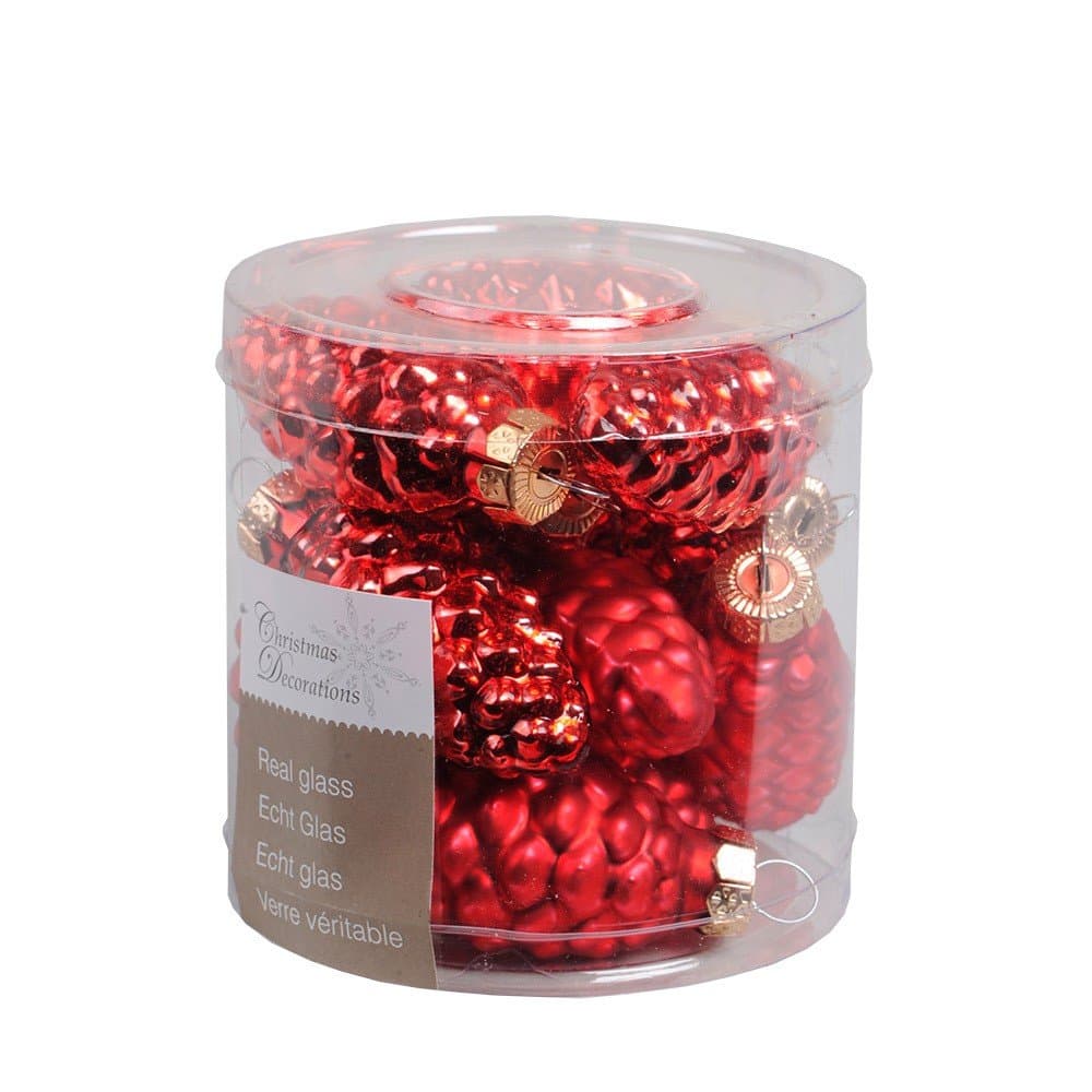 Red Glass Pine Cones - 12 x 60mm