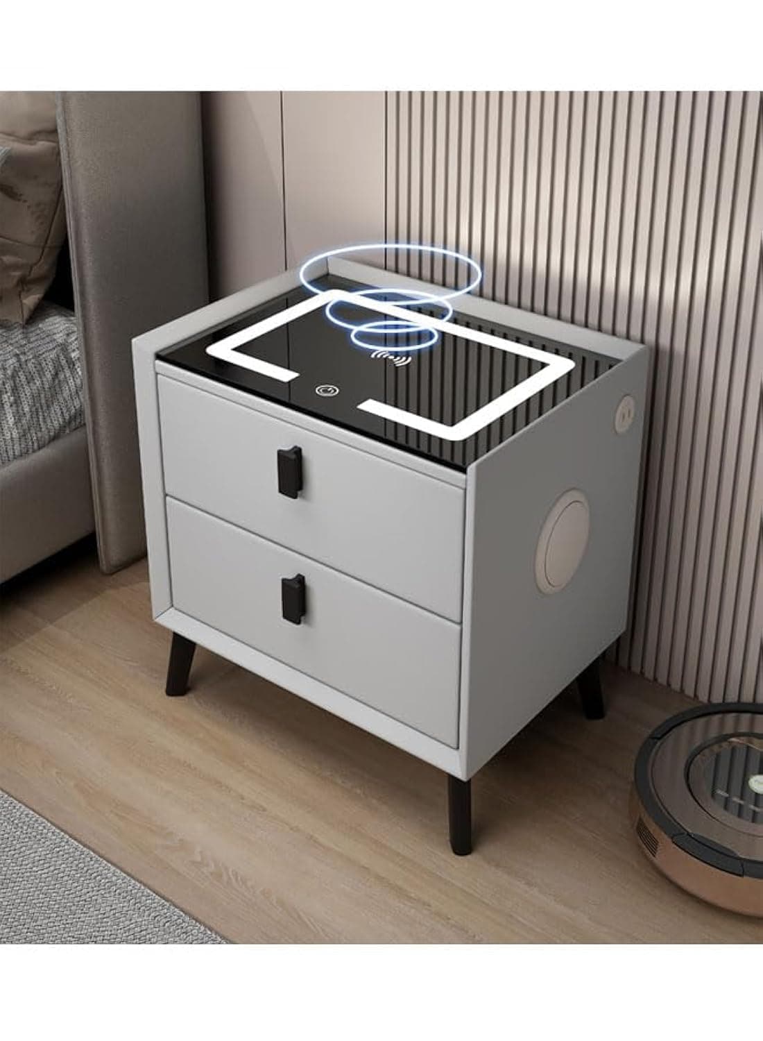 NKX Smart bedside table rechargeable and multifunctional wireless Charging and BT speaker for bedroom