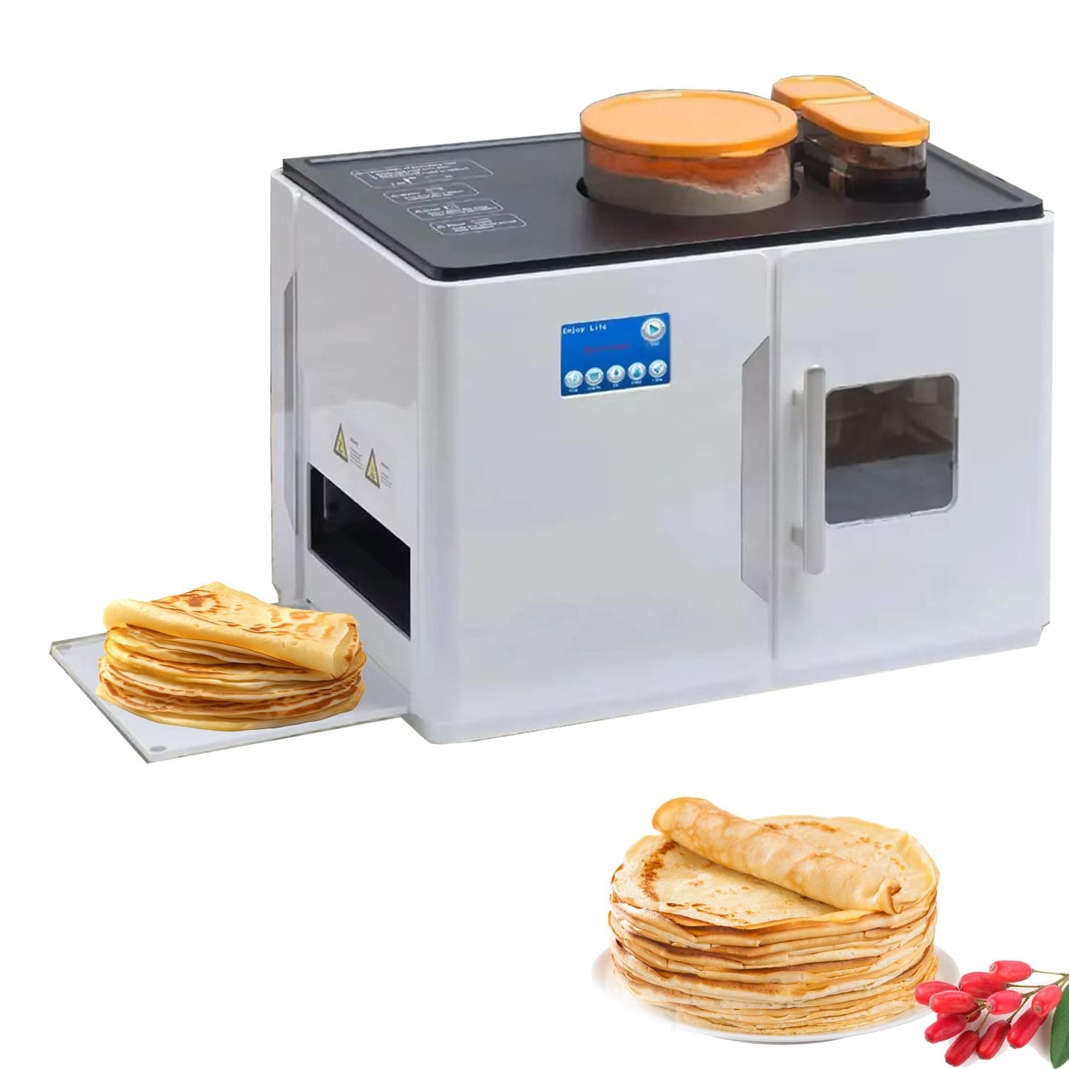 Flatbreads Pita Making Machine,Fully Automatic Roti and Chapati Maker,Electric Flatbread Maker,4 Programs,Stainless Steel,Makes 20 Pcs/One Adjustable Temperature,Double-sided Heating