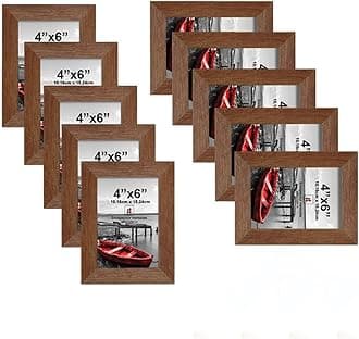 Art Street Set of 10 Individual Wall Photo Frame Brown 4x6 Inches, Picture Frames for Home and Office decorationwith Free Hanging Accessories