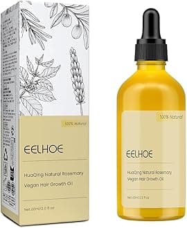 60 ML Veganic Natural Hair Growth Oil, Eelhoe Hair Growth Hair Organic Rosemary Oil, for Dry Damaged Hair and Growth Thin Hair. (1 Pcs), Yellow