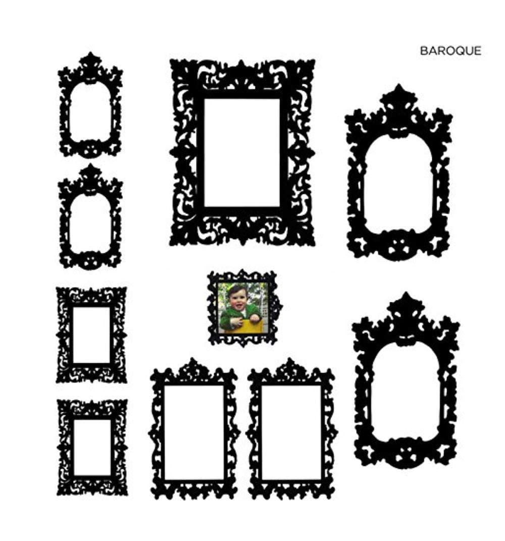 Self Adhesive Wall Frame Decals Black Baroque Style Set