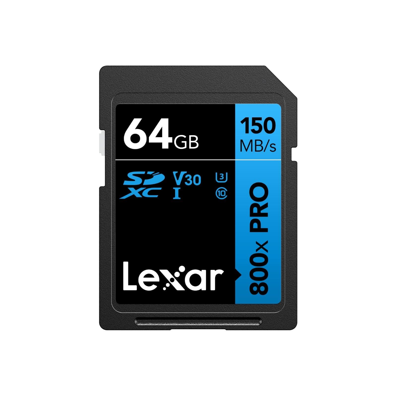 High-Performance 800x PRO SD Card 64GB, SDXC UHS-I Card, SD 3.0 Card up to 150MB/s Read, V30, U3, C10 SD Memory Card for Point-and-shoot Camera/Mid-range DSLR/HD Camcorder (LSD0800P064G-BNNAA)