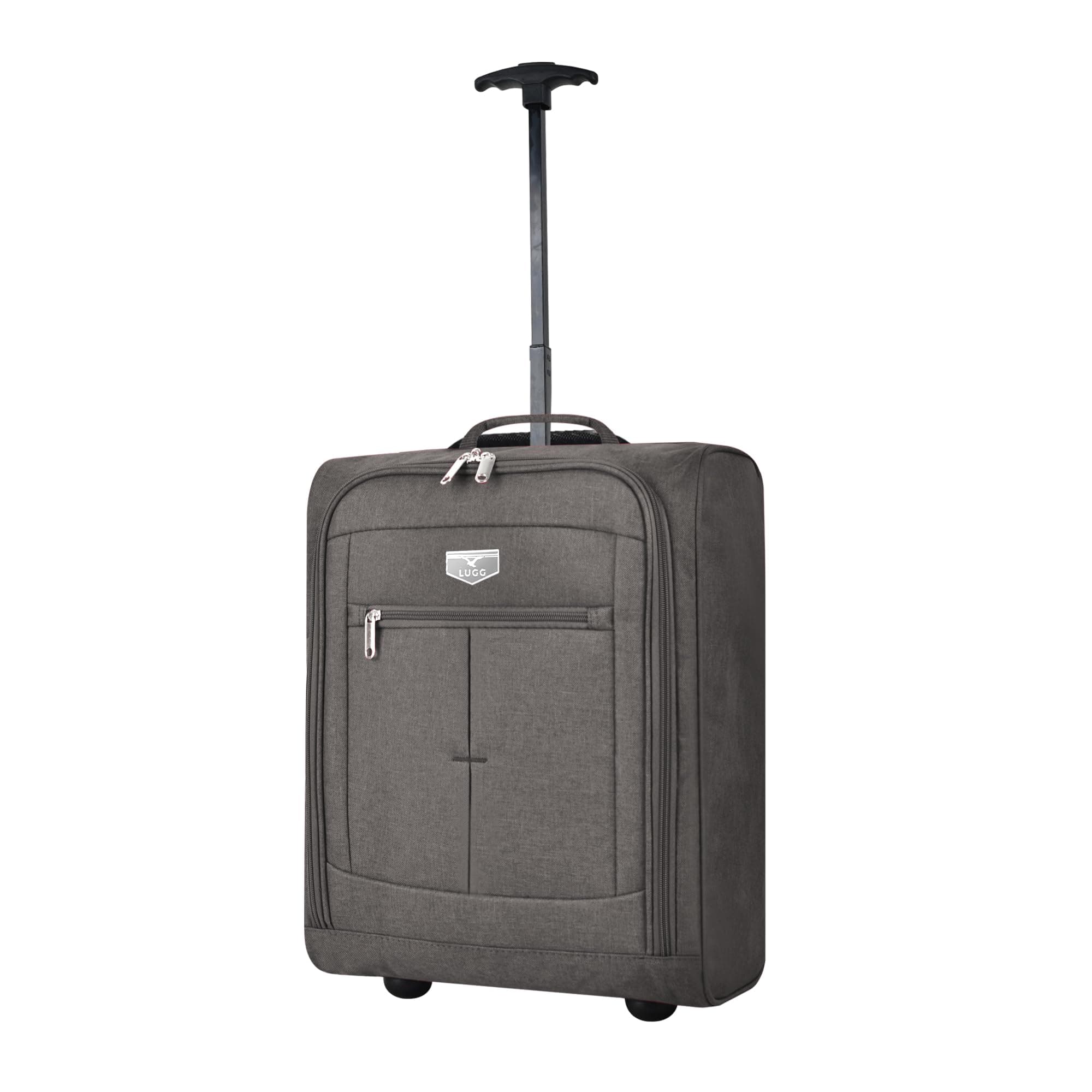 LUGG Lightweight Cabin Size Luggage - Durable 600D Snowflake Polyester - Push Up Trolley, Strong Wheels - Easyjet, Ryanair, British Airways - Overhead Locker (45x36x20cm)