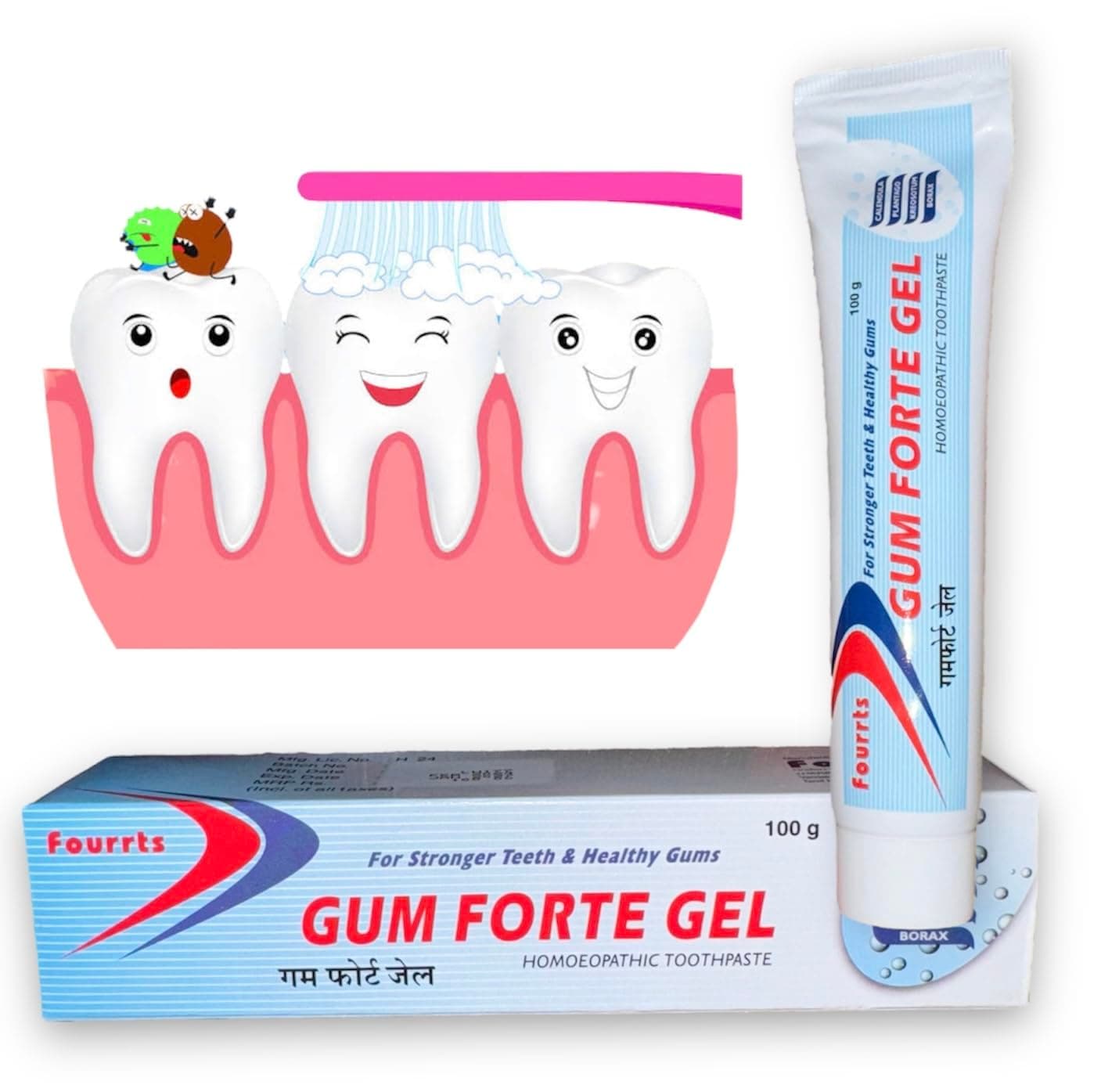 Med-019 Fourrts Gum Gel Toothpaste - NEW IMPROVED - Set of 3 Tubes