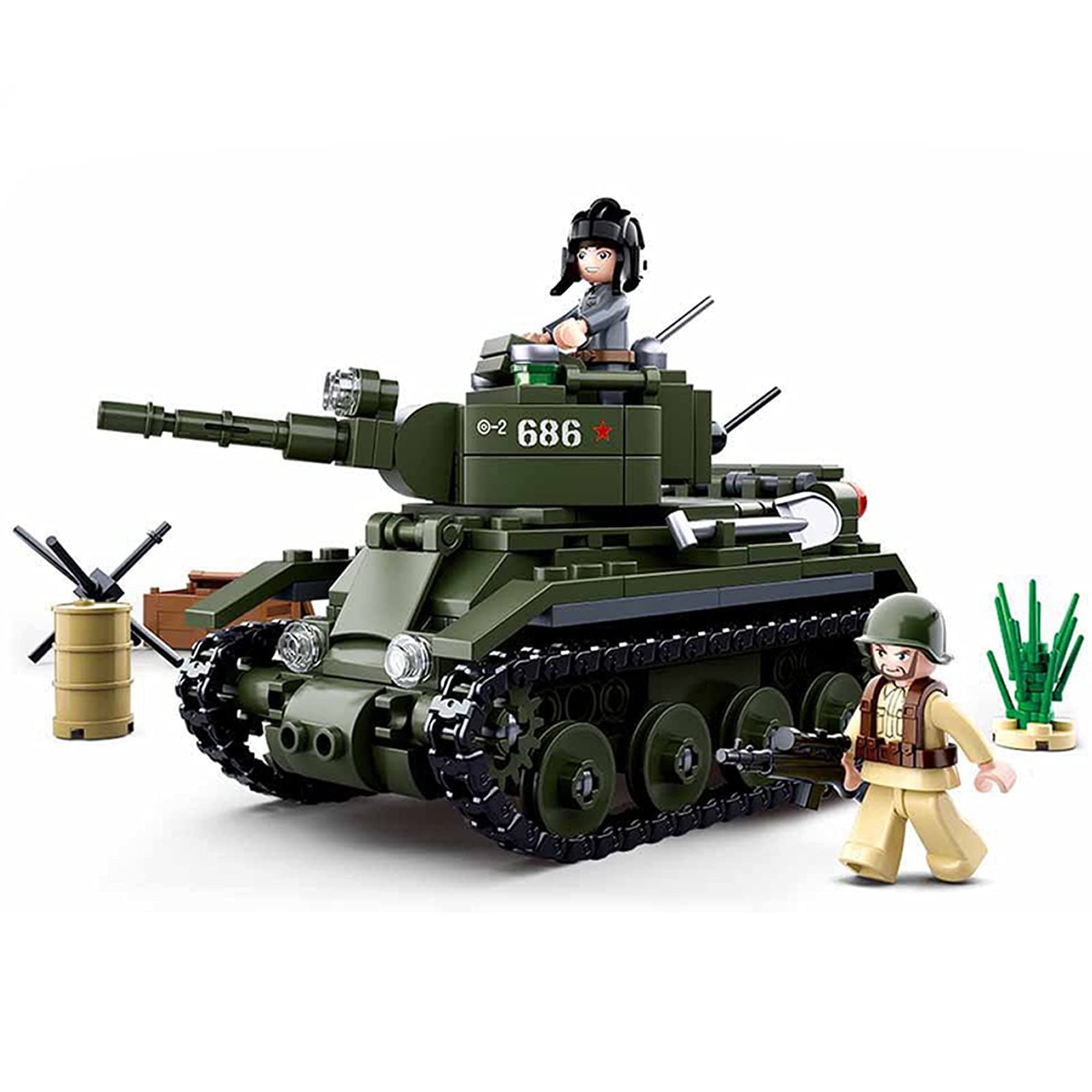 WW2 Army BT-7 Light Cavalry Tank, Compatible with Major Brand, Military Building Blocks Toys for Kids Age 3+ (347PCS)